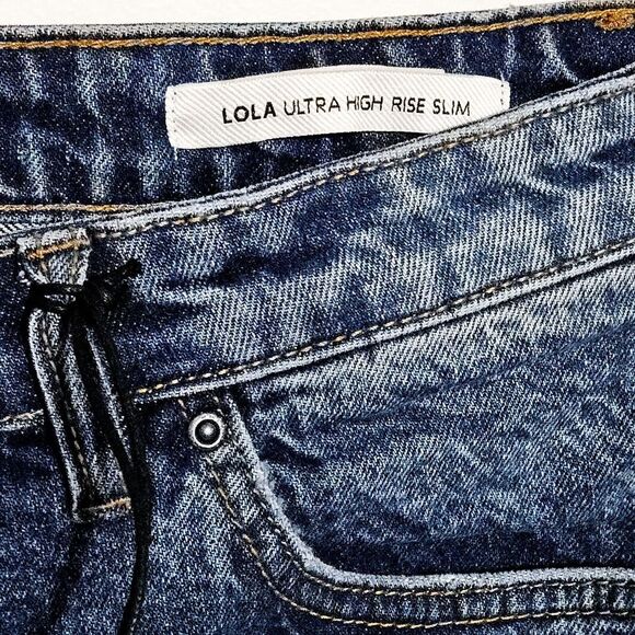 American Tall Jeans Womens 32x37 Blue Denim Long Lola Ultra High Rise Slim Pants - Picture 4 of 10